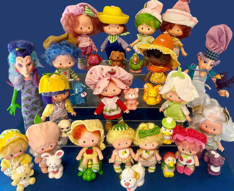 Vintage 1980s Strawberry Shortcake Full Set with Pets β Kenner Dolls Lot β Huckleberry, Blueberry, Cafe Ole + More β Rare HTF