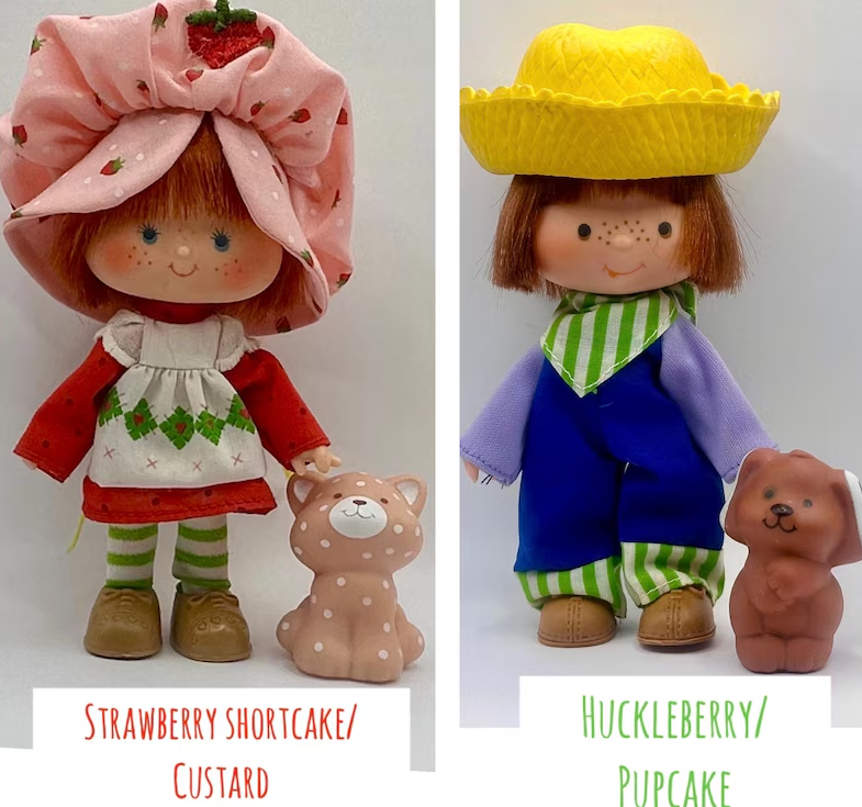 Vintage 1980s Strawberry Shortcake Full Set with Pets β Kenner Dolls Lot β Huckleberry, Blueberry, Cafe Ole + More β Rare HTF