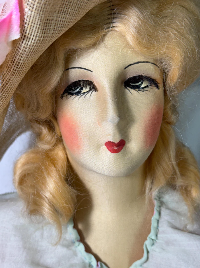 Vintage 1920s boudoir doll, cloth faced, original, lovely condition