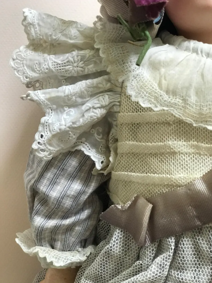 Very Rare Beautiful French Bebe François Gaultier Antique Bisque Doll Exquisite Antique French Dress Museum Quality, 18 inches