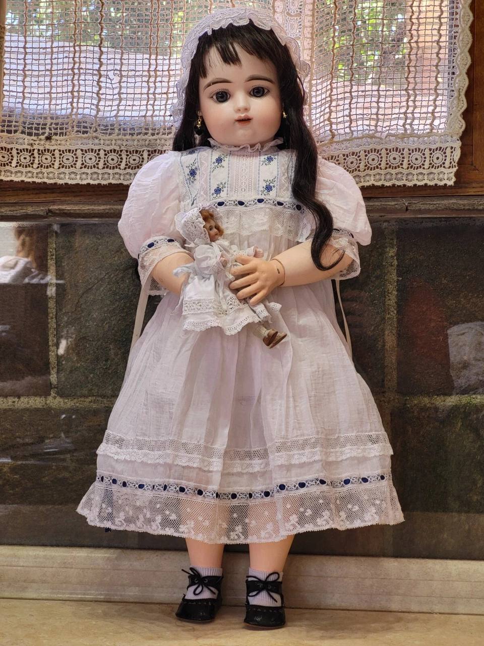 Very Rare Beautiful French Bebe François Gaultier Antique Bisque Doll Exquisite Antique French Dress Museum Quality, 18 inches