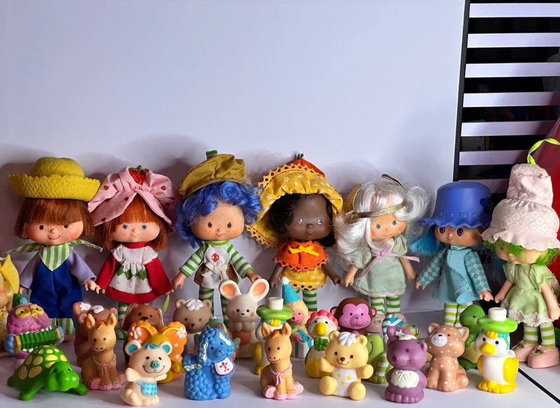 Vintage 1980s Strawberry Shortcake Full Set with Pets β Kenner Dolls Lot β Huckleberry, Blueberry, Cafe Ole + More β Rare HTF