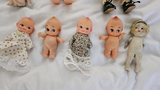 LOT 8 Vintage Kewpie Dolls Plus Large Decorative Shoe. Rare Japanese Bisque!